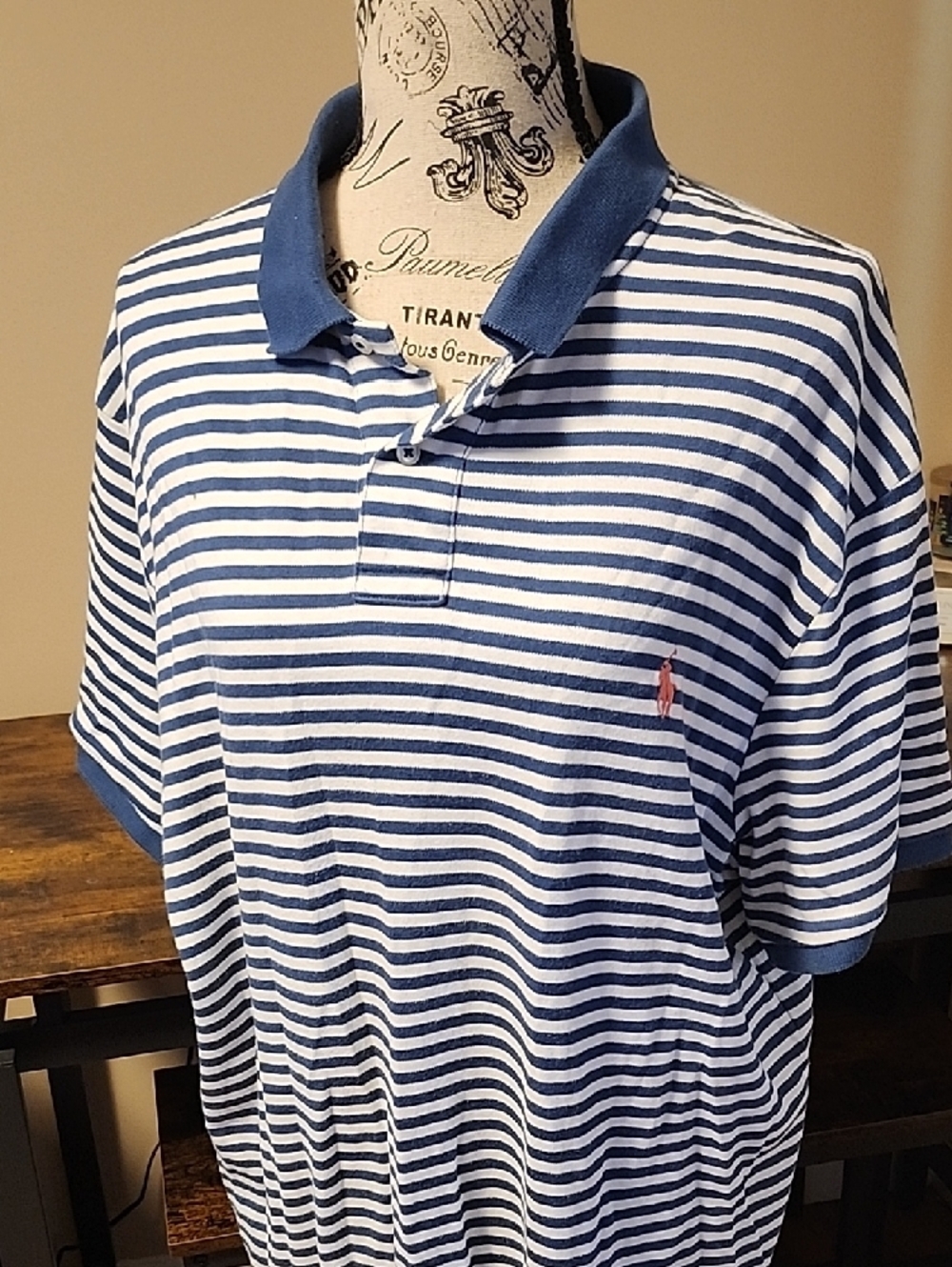 Ralph Lauren Blue & White Striped Polo - Picture 2 of 7
